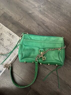 Rebecca Minkoff Leather Crossbody Bag with Gold Chain Accent (Authentic)